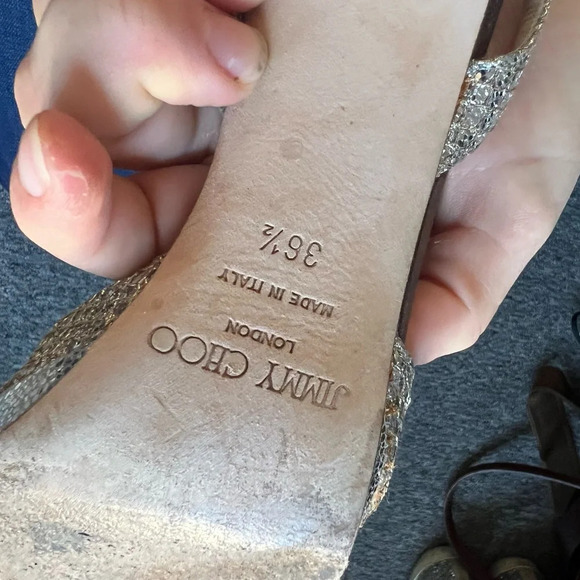 Jimmy Choo NOVA Peep Toe Slingback Glitter Pumps Size 36.5 - Picture 8 of 9